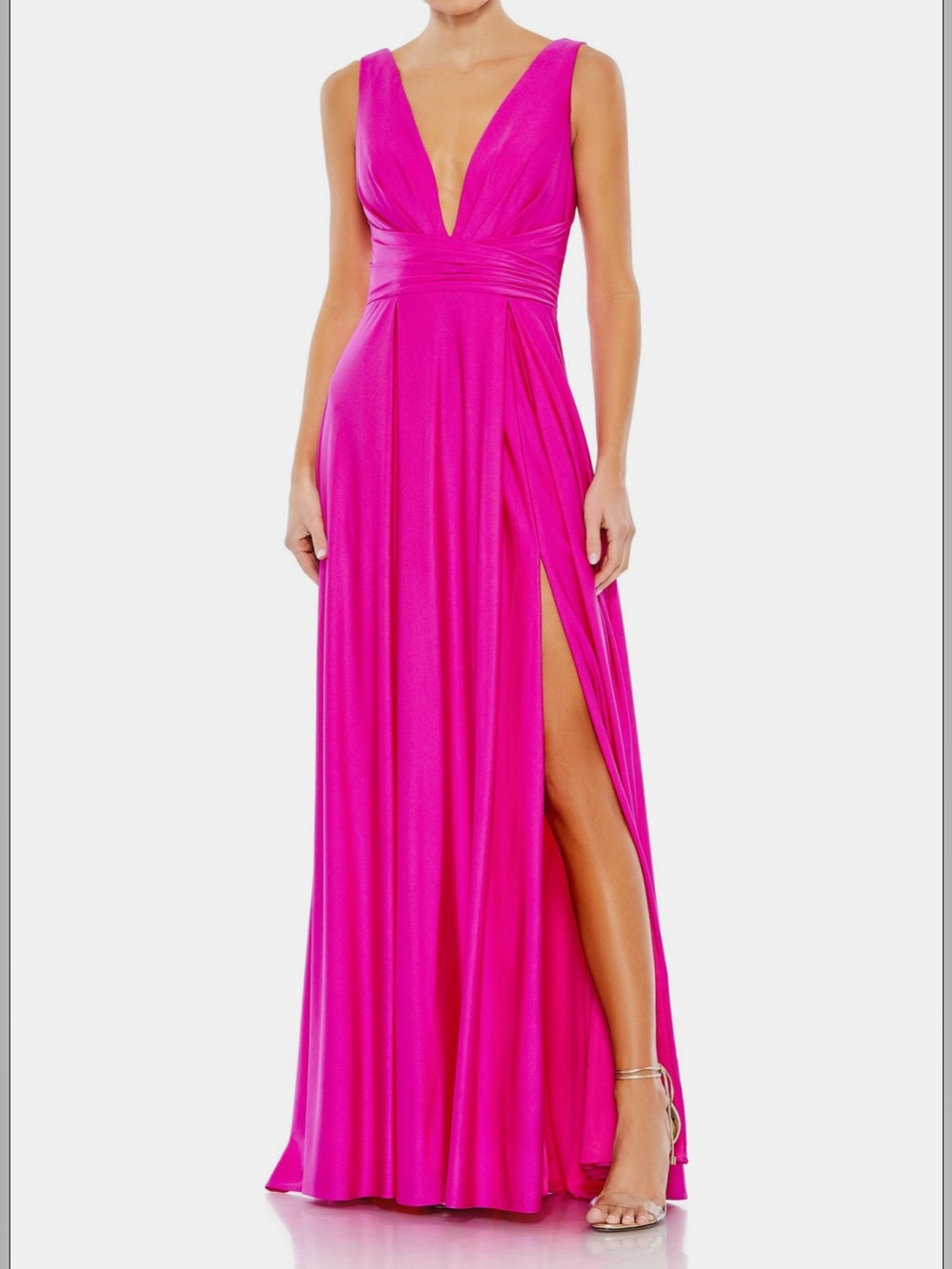 Mac Duggal Hot Pink High-Slit Maxi Skirt